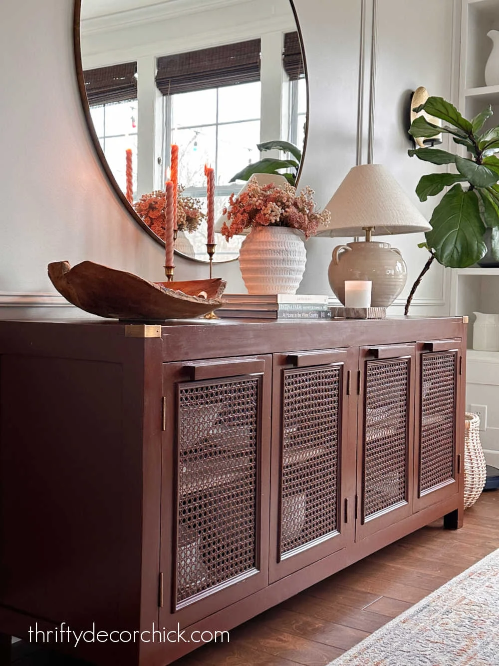 wine paint color cane console